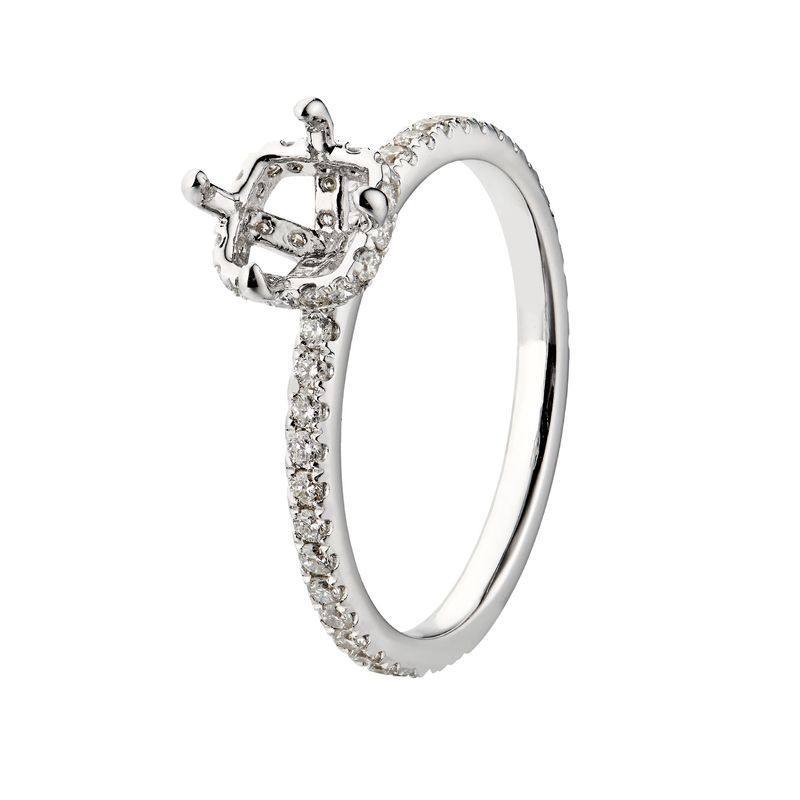 14K White Gold Four Prongs Engagement Ring MZ1761 Natural Diamond