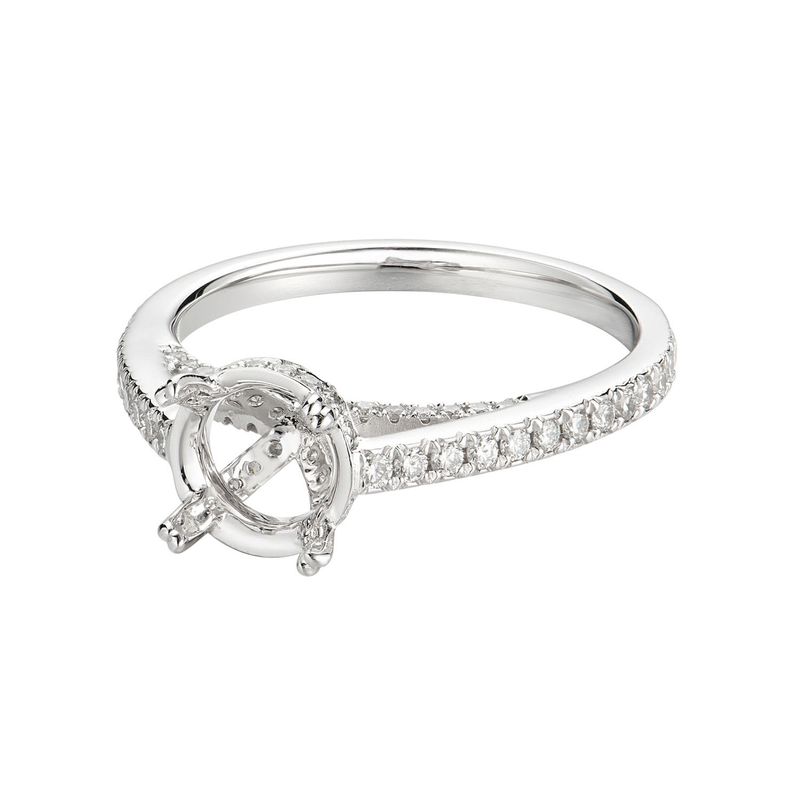 14K White Gold Round Center Double Four Prongs Engagement Ring MZ1886 Natural Diamond