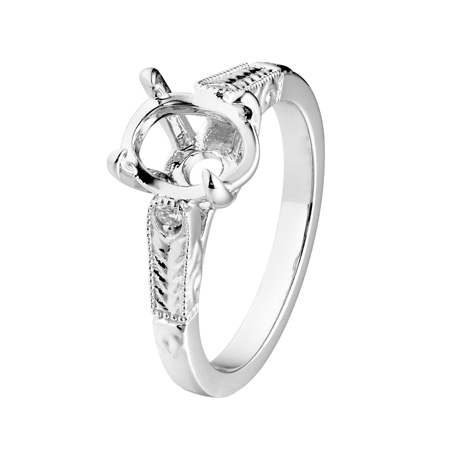 14K White Gold Natural Diamond Engagement Ring MZ1790