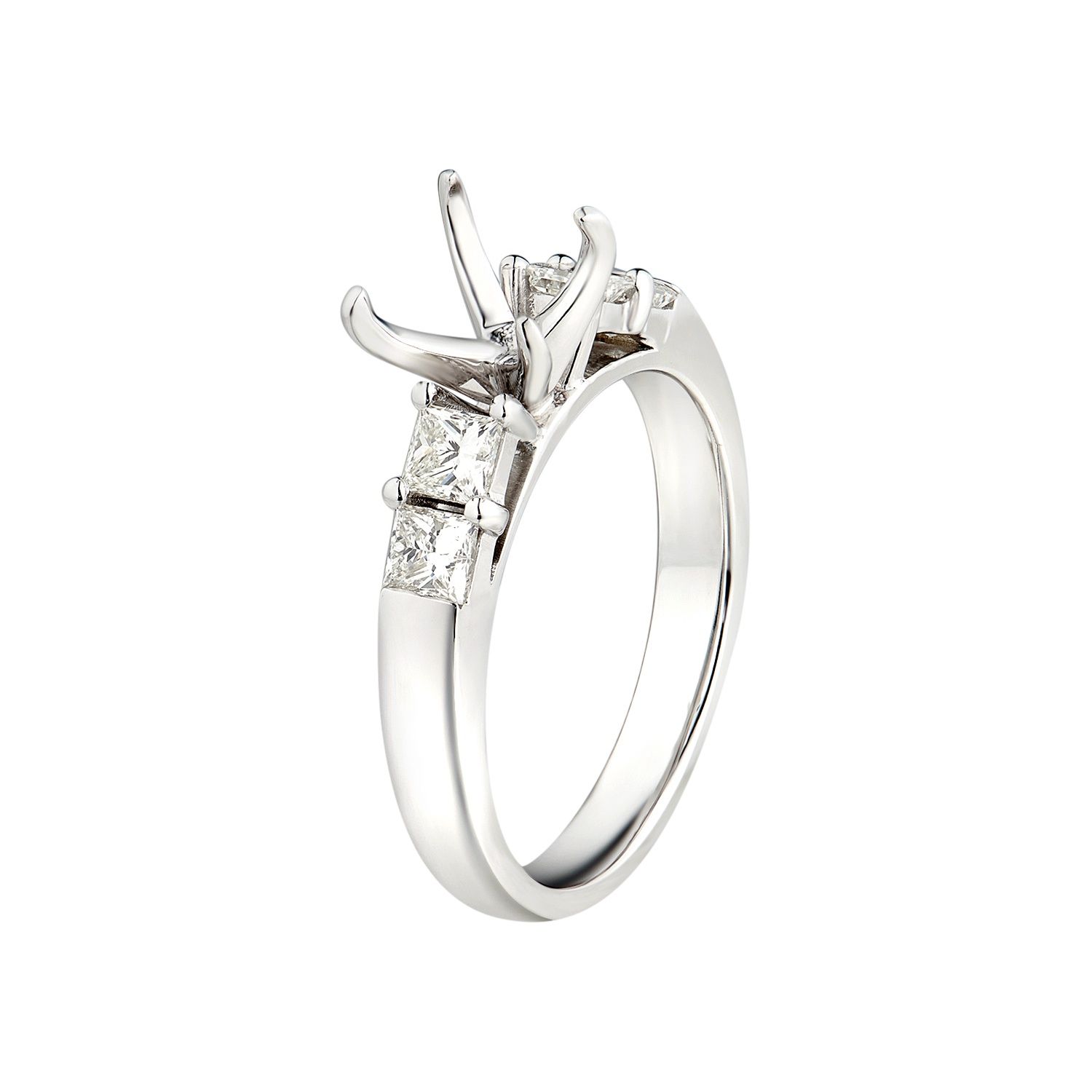 14K White Gold Princess-Cut Natural Diamond Engagement Ring MZ1972