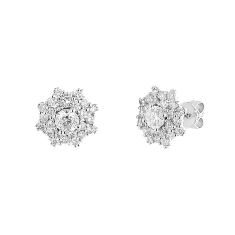 14K White Gold Natural Diamond  Round Stud Earrings MZ72441 Natural Diamond