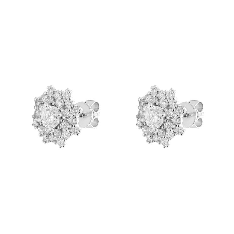 14K White Gold Natural Diamond  Round Stud Earrings MZ72441 Natural Diamond