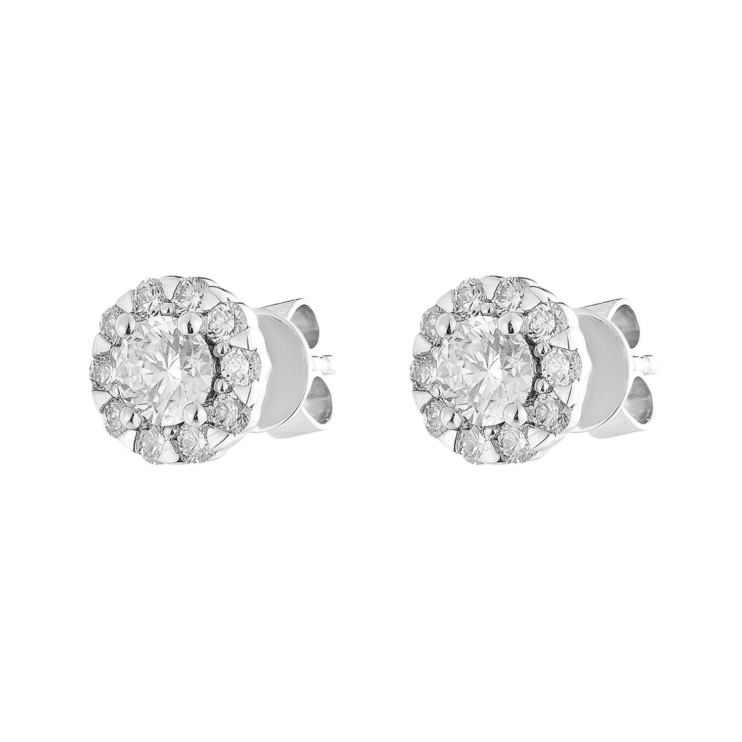 14K White Gold Round Natural Diamond  Halo Stud Earrings MZ72423 Natural Diamond