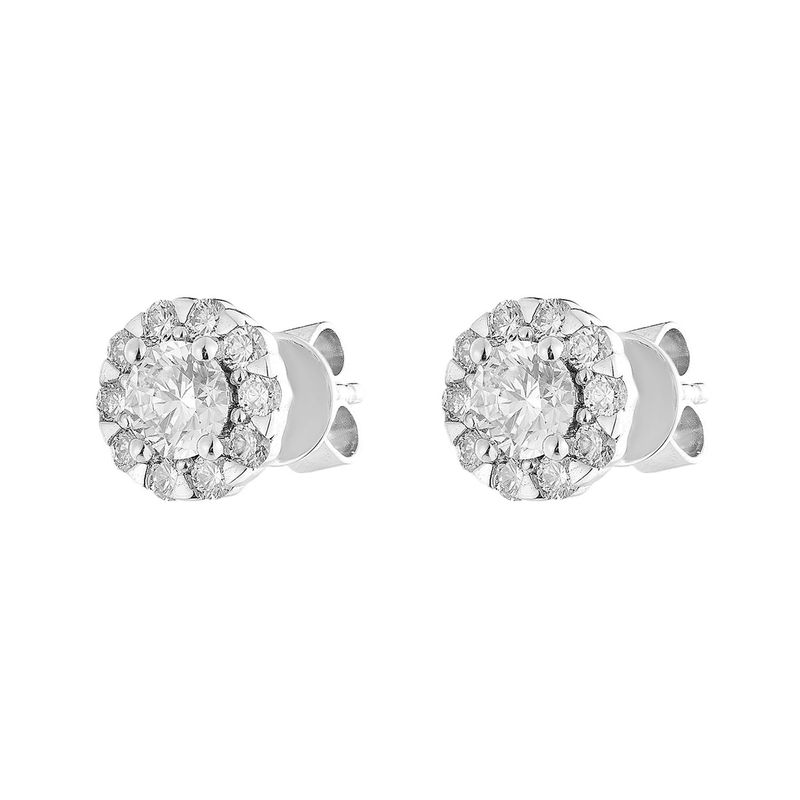 14K White Gold Round Natural Diamond  Halo Stud Earrings MZ72423 Natural Diamond