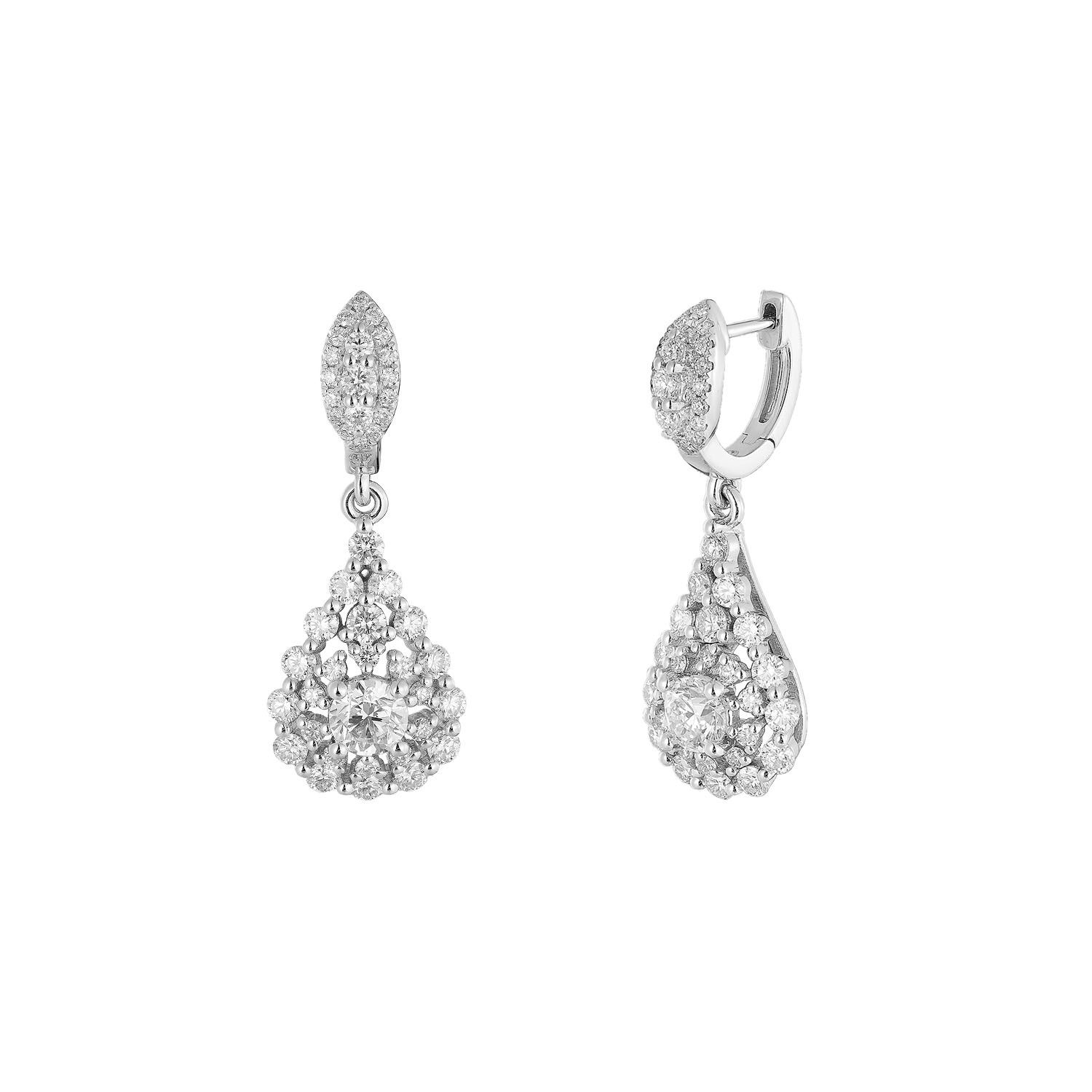 14K White Gold Natural Diamond  Round Stud Earrings MZ72449 Natural Diamond