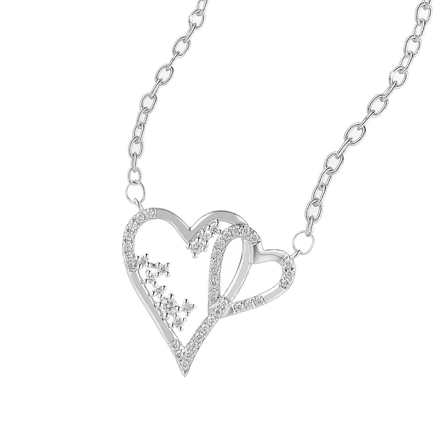 14K White/Yellow Gold Heart Natural Diamond  Pendant  MZ71247 Natural Diamond