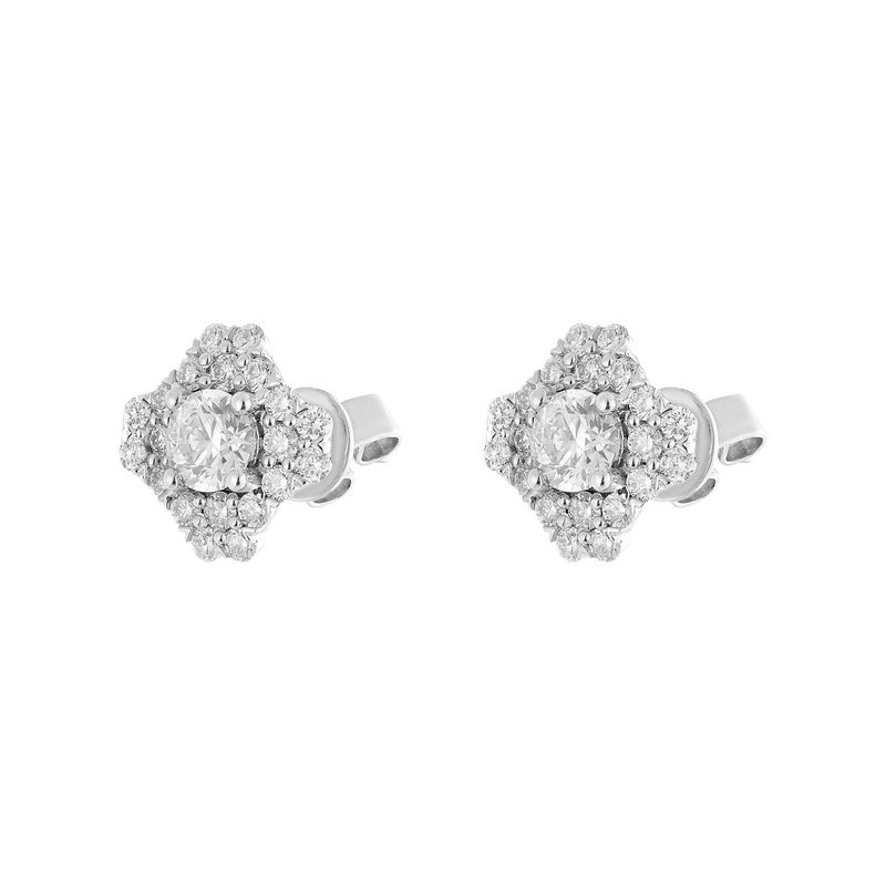 14K White Gold Round Natural Diamond  Stud Earrings MZ72437 Natural Diamond