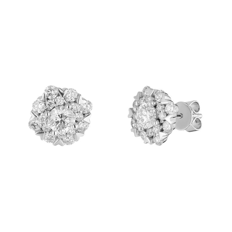 14K White Gold Round Natural Diamond  Halo Stud Earrings MZ72431 Natural Diamond
