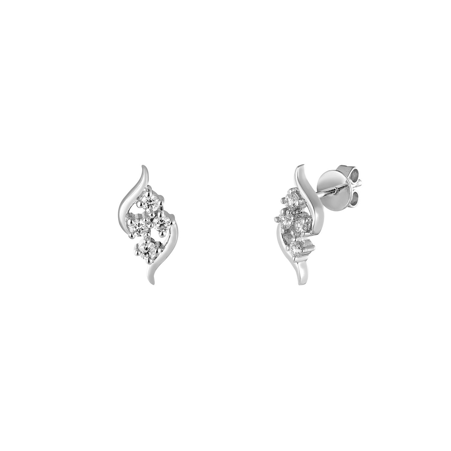 14K White/Yellow Gold Round Natural Diamond  Stud Earrings MZ10287W Natural Diamond, Colour: White