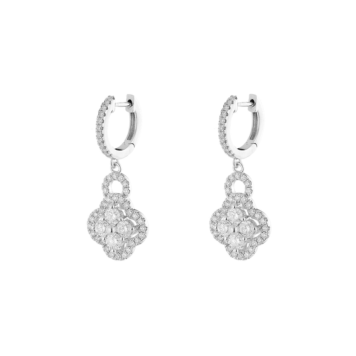 14K White Gold Luxurious Natural Diamond  Earring MZ10684 Natural Diamond