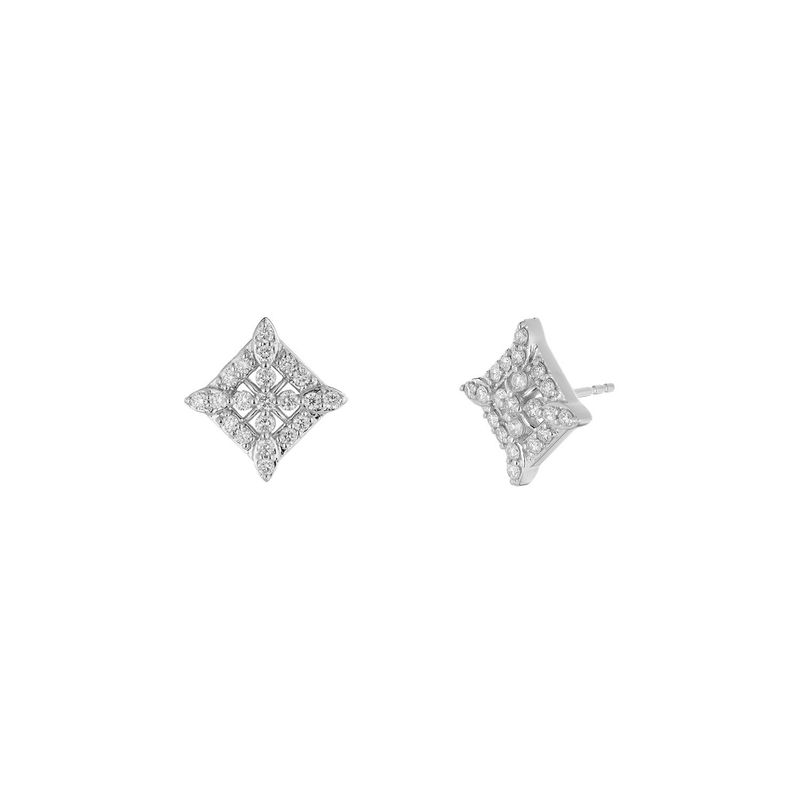 14K White/Yellow Gold Round Natural Diamond  Stud Earrings MZ10334