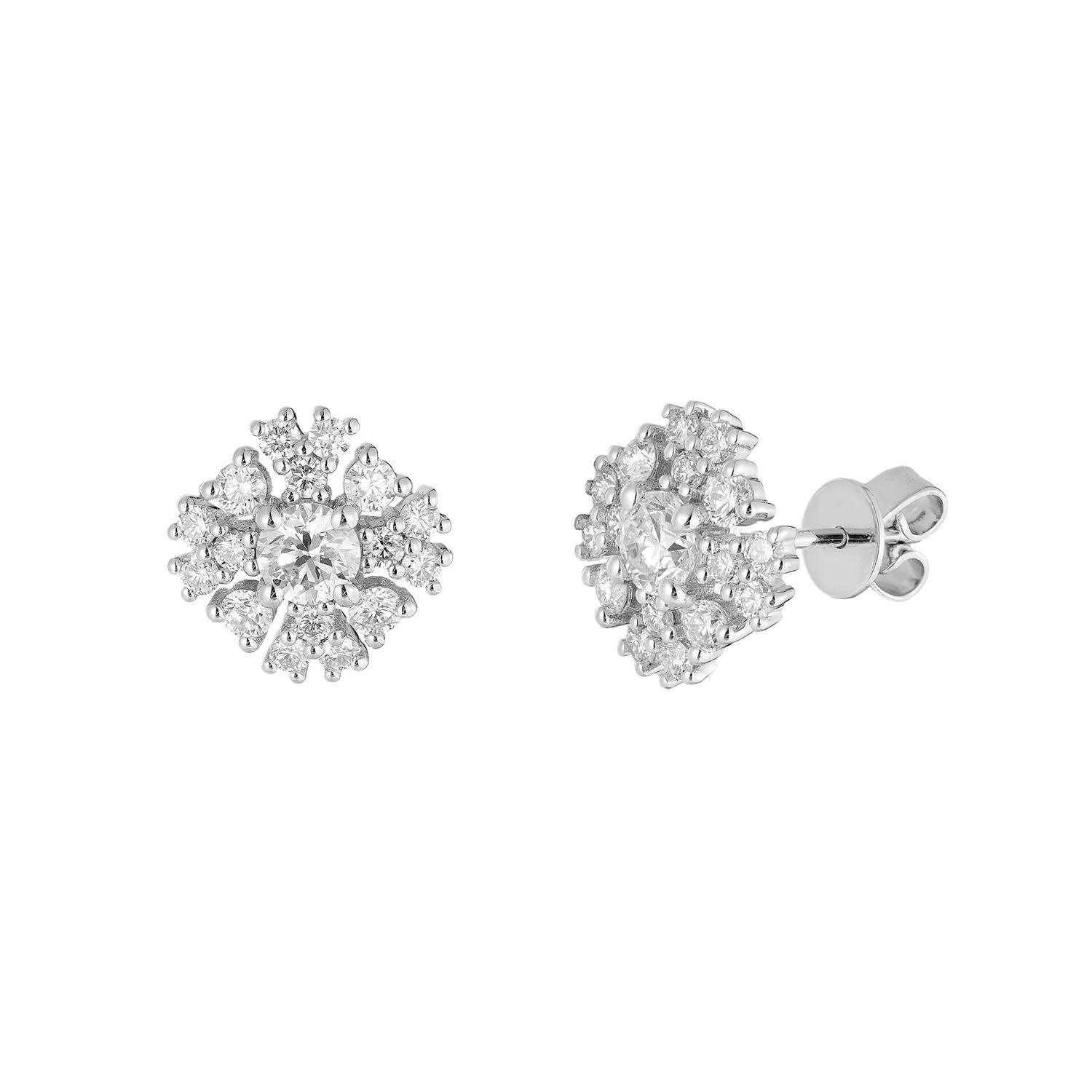 14K White Gold Lab Grown Diamond Round Stud Earrings MZ10672