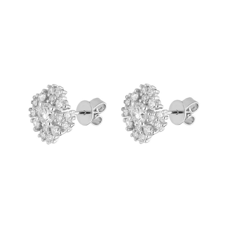 14K White Gold Lab Grown Diamond Round Stud Earrings MZ10672