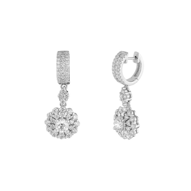 14K White Gold Luxurious Natural Diamond  Earring MZ10695 Natural Diamond