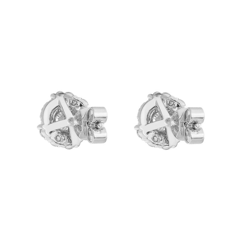 14K White Gold Fancy Lab Grown Diamond  Halo Stud Earrings MZ10668