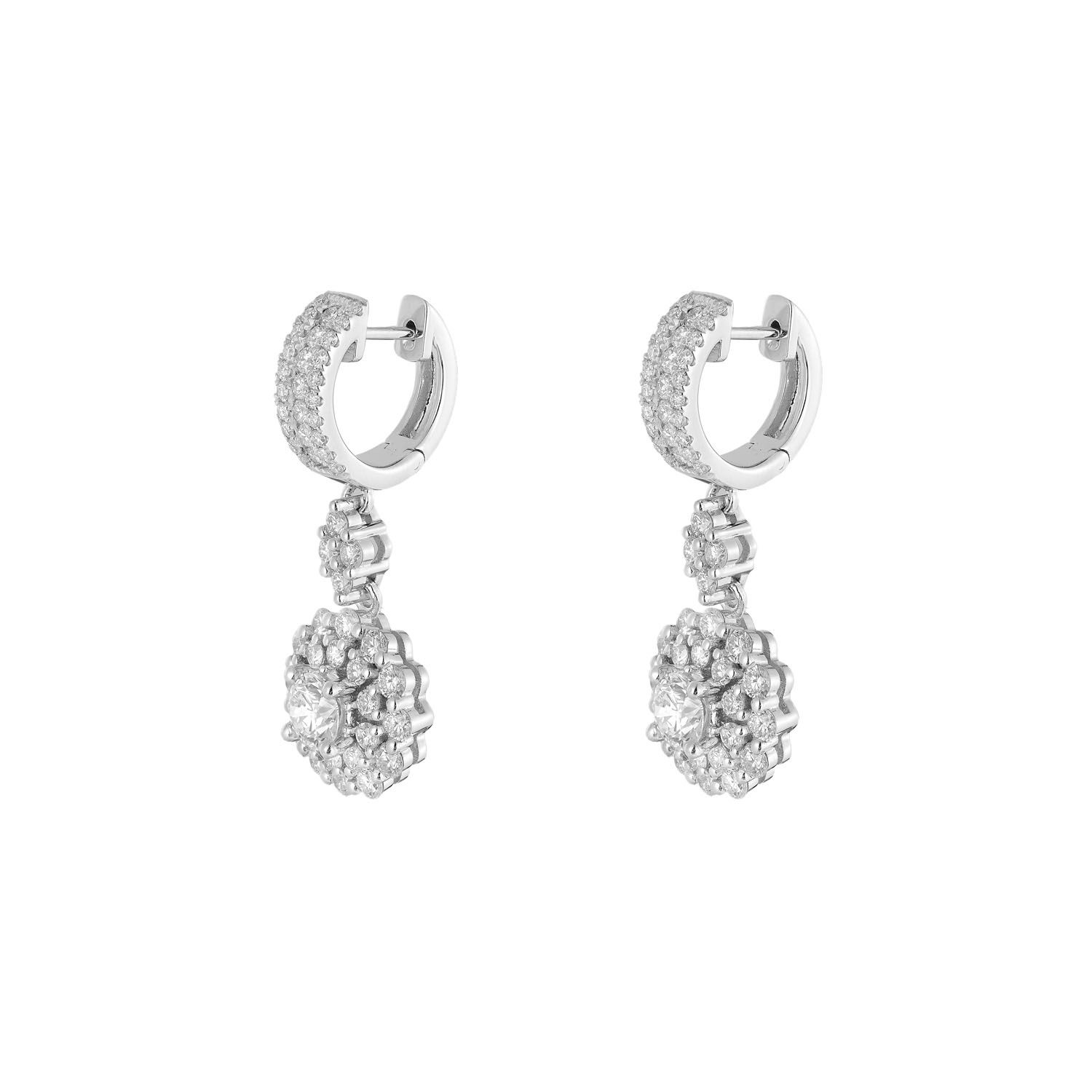 14K White Gold Luxurious Natural Diamond  Earring MZ10695 Natural Diamond