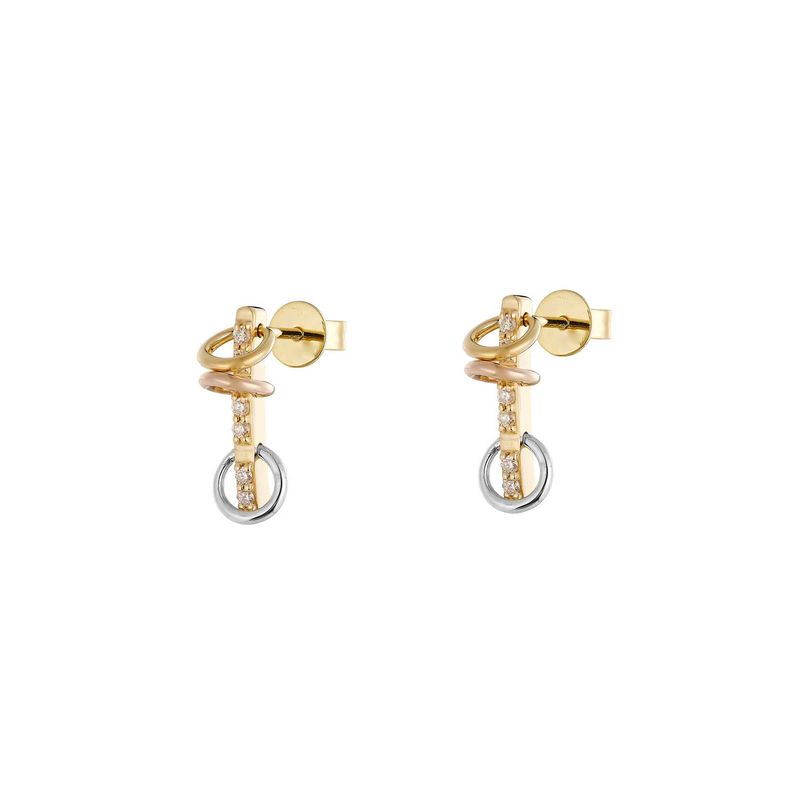 14K Three-color Gold Natural Diamond  Stud Earrings MZ10307