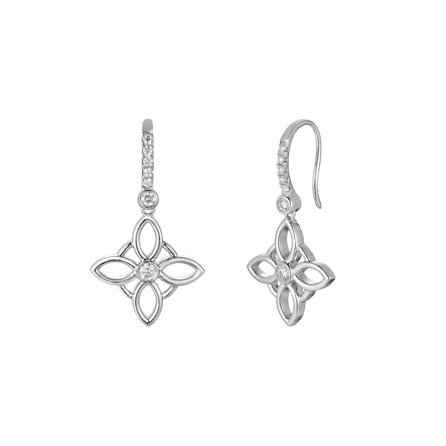 14K White Gold Natural Diamond  Round Earring MZ9825