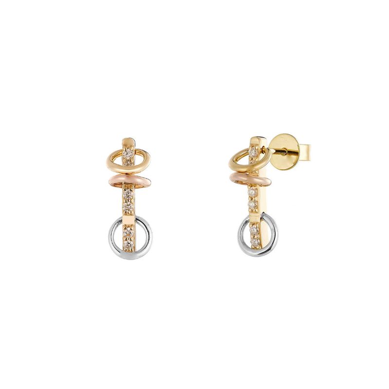 14K Three-color Gold Natural Diamond  Stud Earrings MZ10307