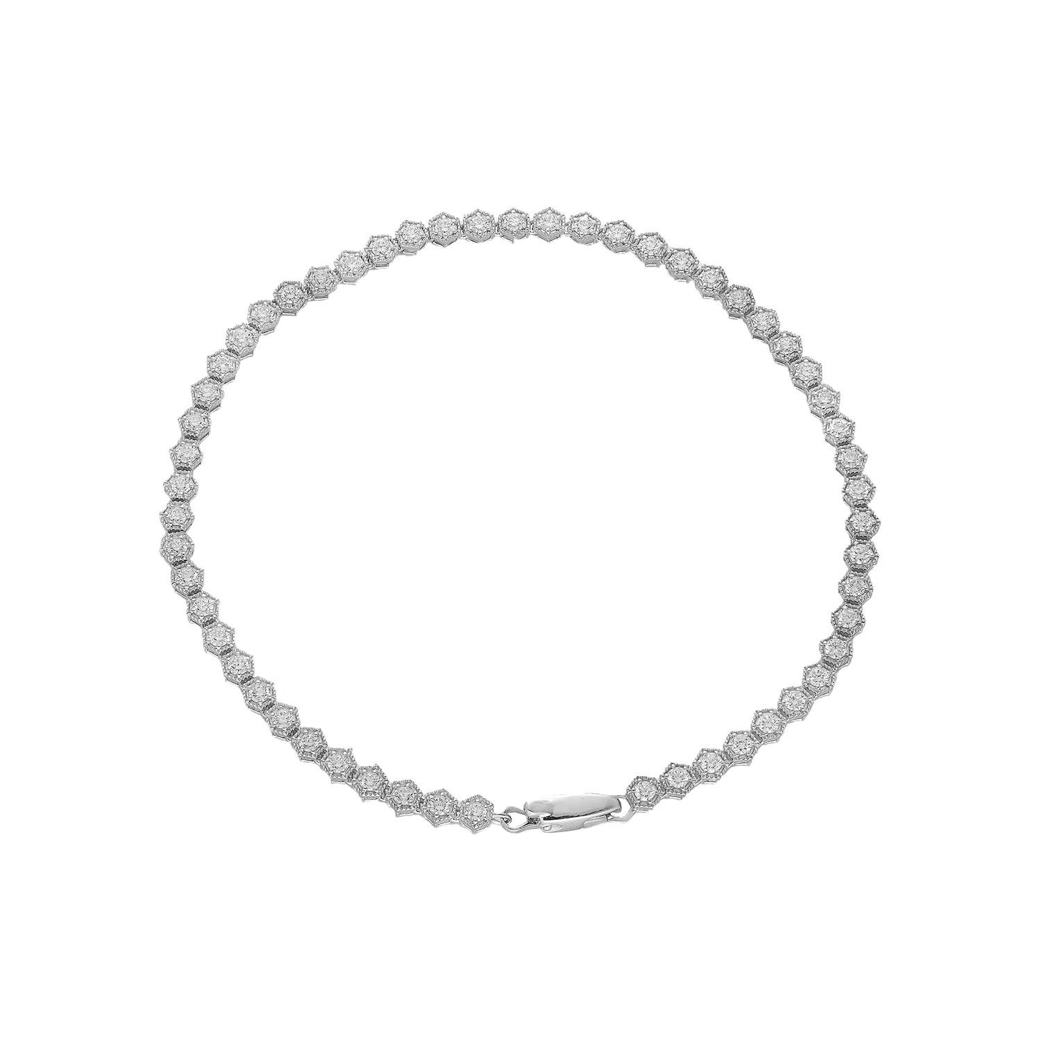 14K White Gold Round Natural Diamond  Bracelet MZ2404 Natural Diamond