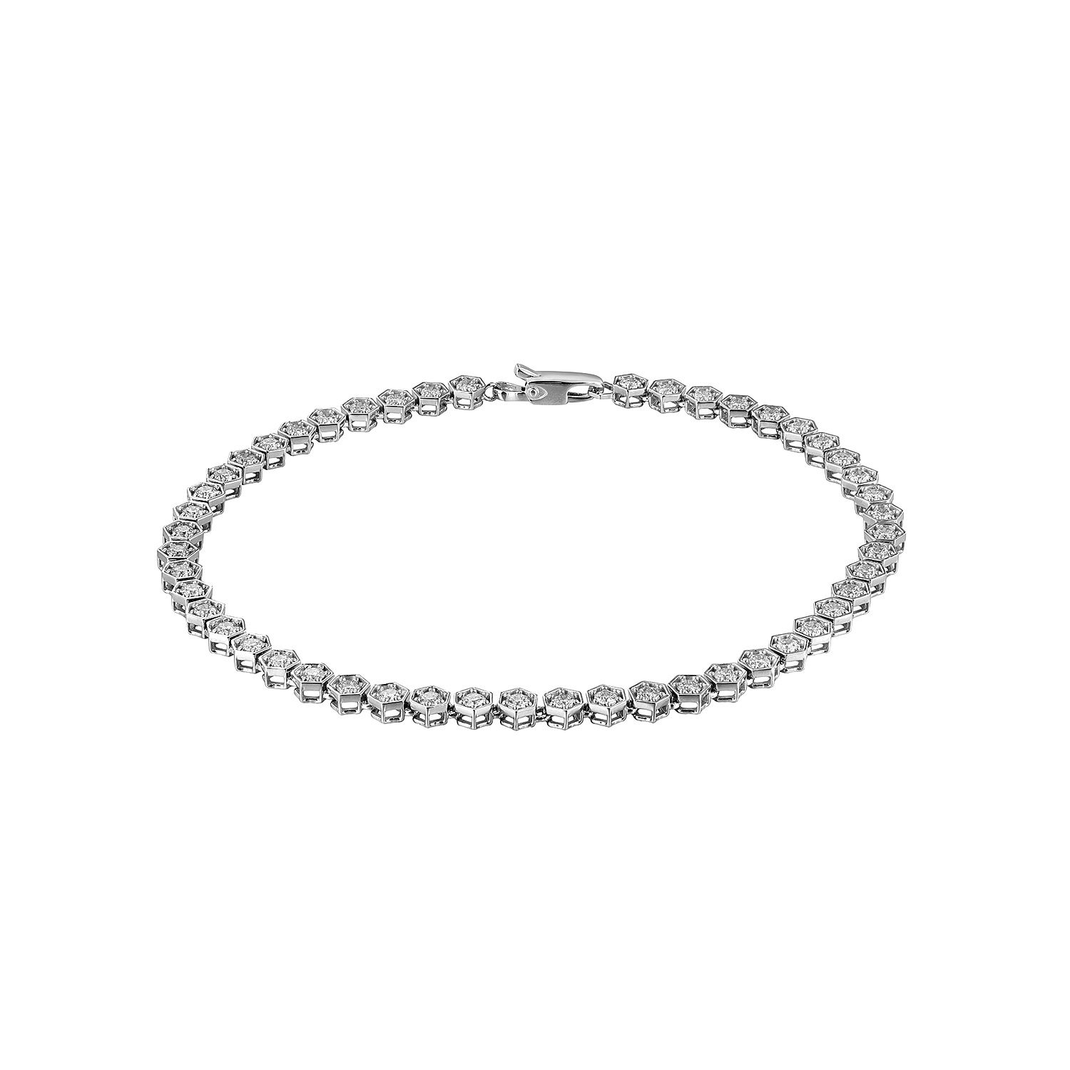 14K White Gold Round Natural Diamond  Bracelet MZ2406
