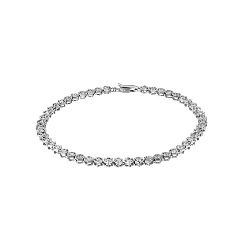 14K White Gold Round Natural Diamond  Bracelet MZ2406