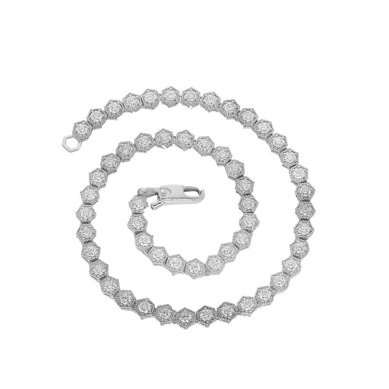 14K White Gold Round Natural Diamond  Bracelet MZ2404