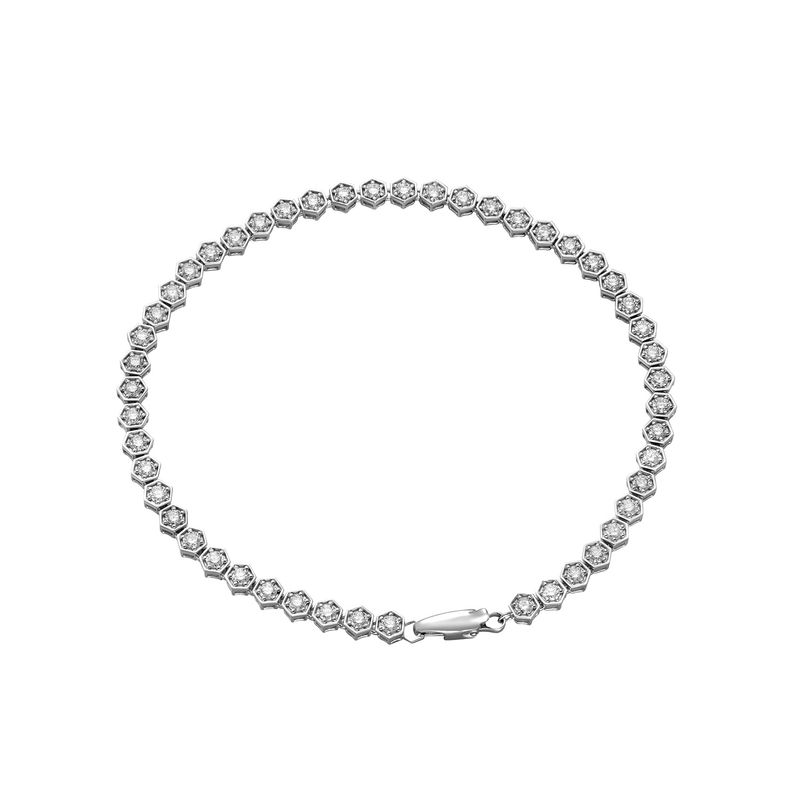 14K White Gold Round Natural Diamond  Bracelet MZ2406