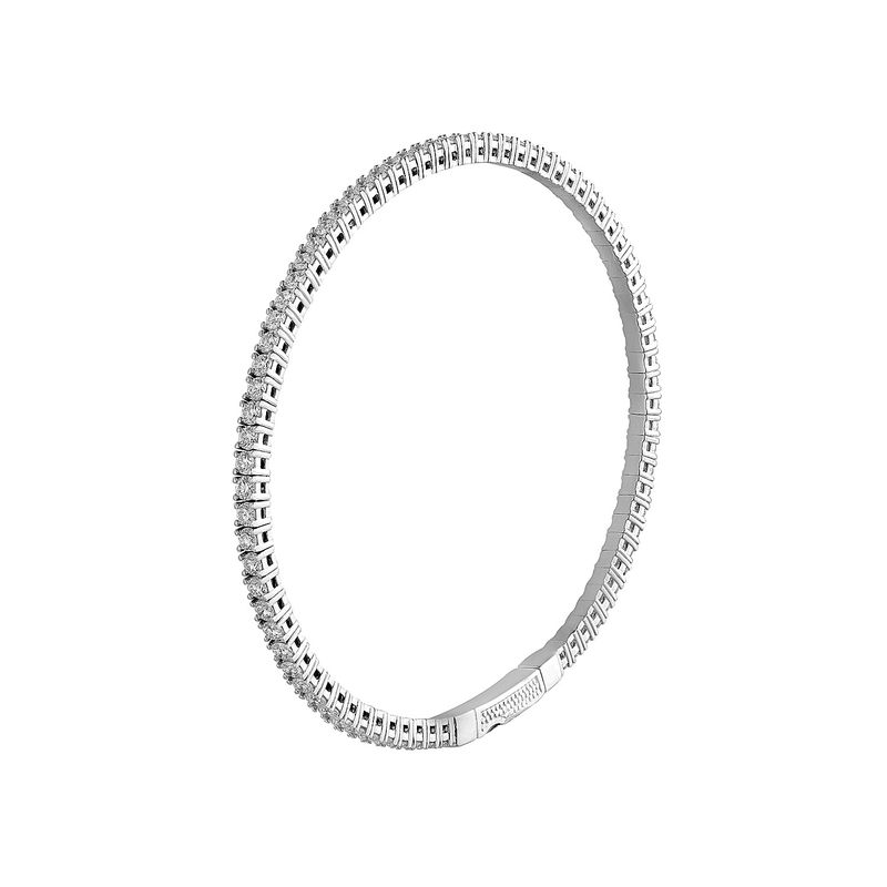 14K White/Yellow Gold Round Natural Diamond  Bangle MZ2388 Natural Diamond