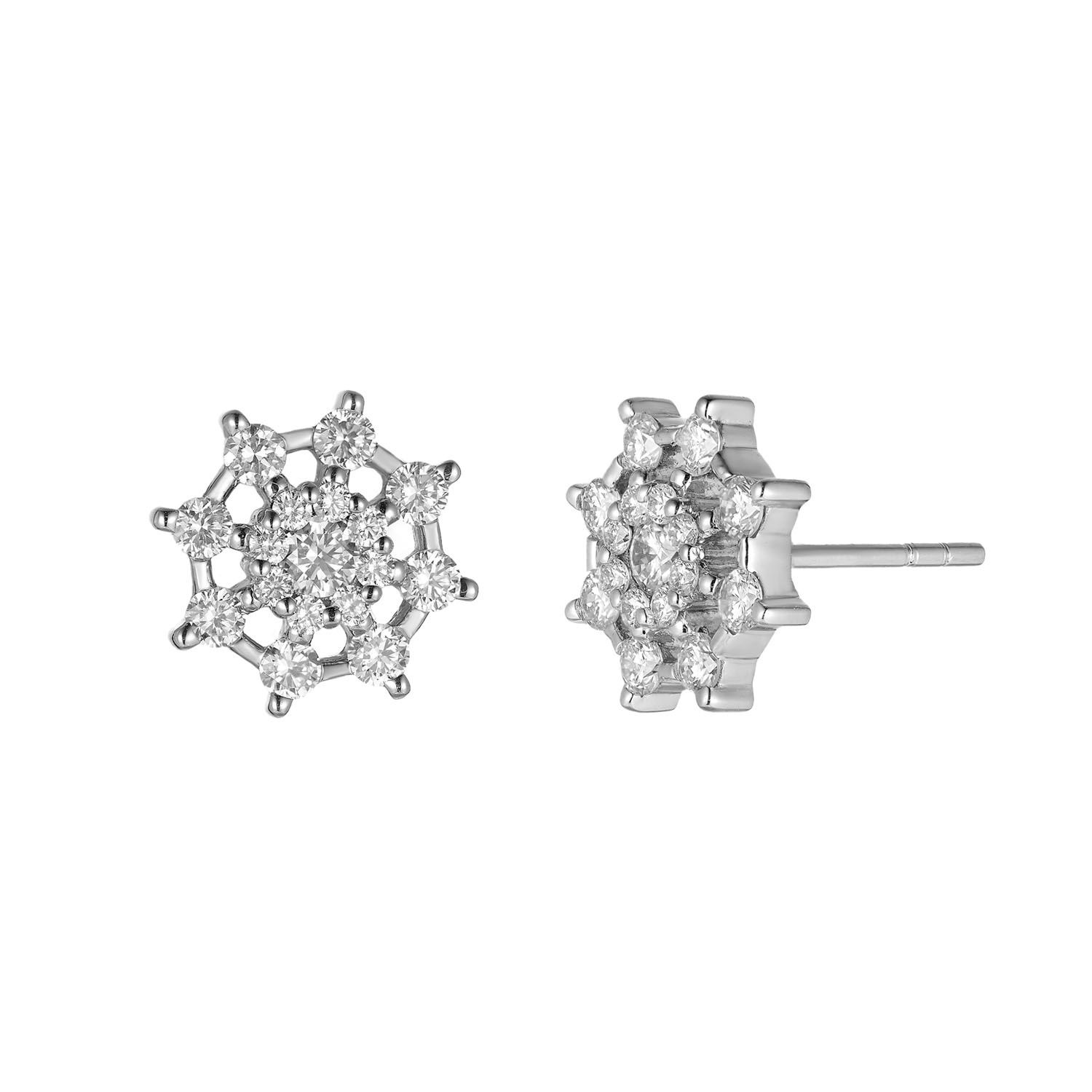14K White Gold Natural Diamond  Round Stud Earrings MZ71530