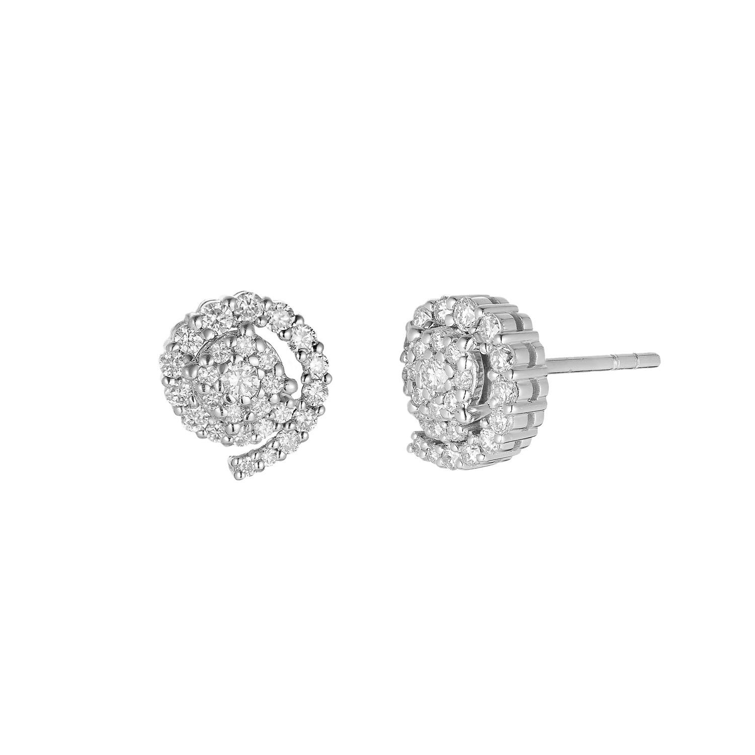 14K White Gold Round Natural Diamond  Stud Earrings MZ71508 Natural Diamond