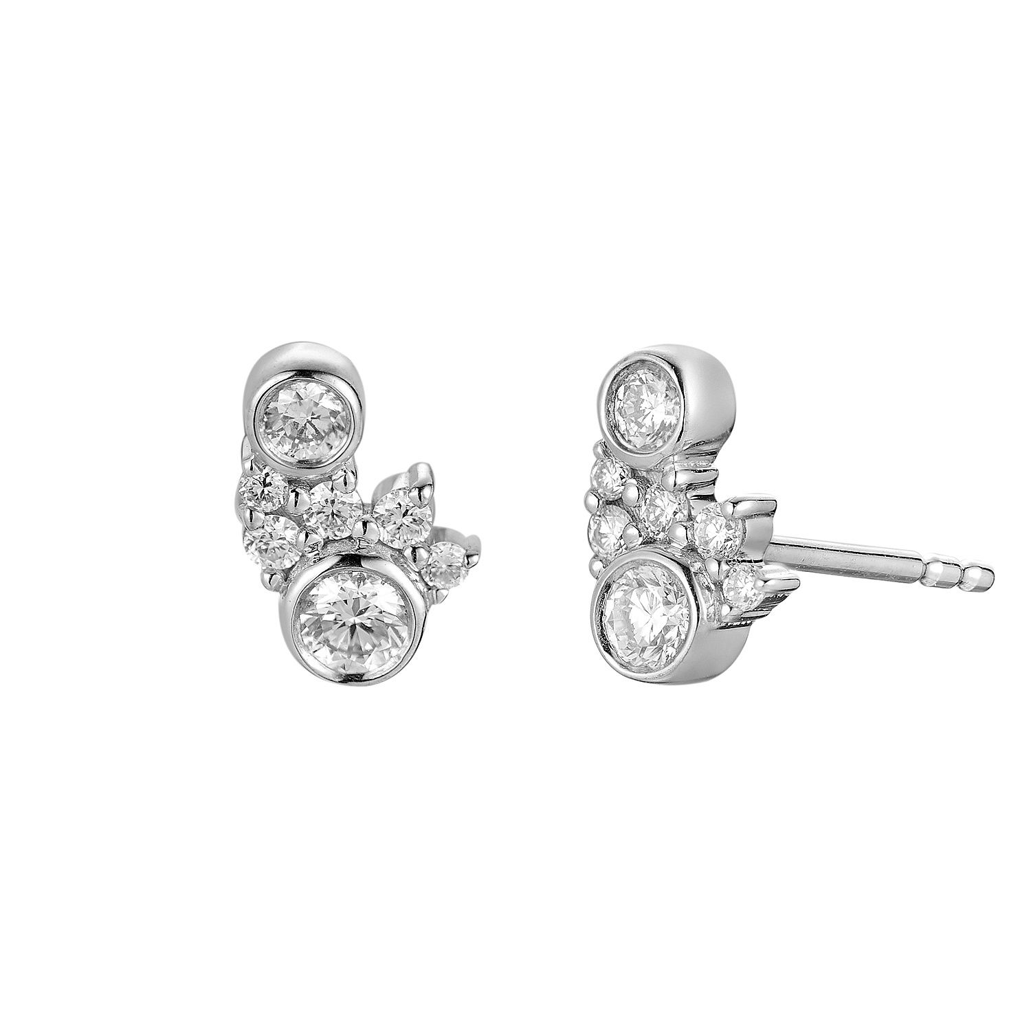 14K White Gold Round Natural Diamond  Earring Stud MZ9555 Natural Diamond