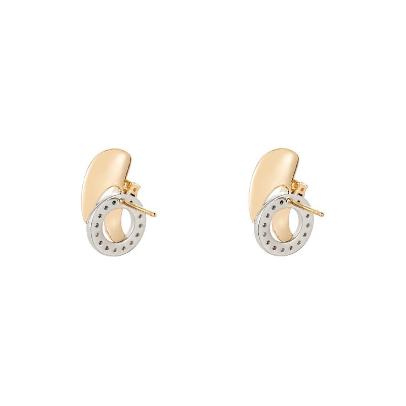 14K White Gold 14K Yellow Gold Natural Diamond  Stud Earrings MZ71951