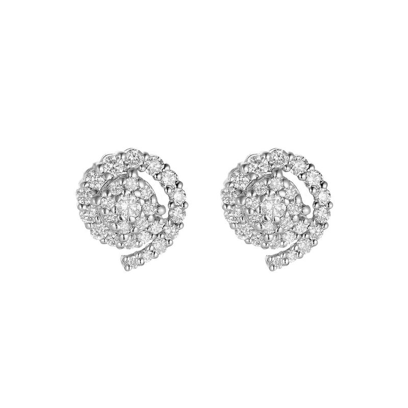 14K White Gold Round Natural Diamond  Stud Earrings MZ71508 Natural Diamond