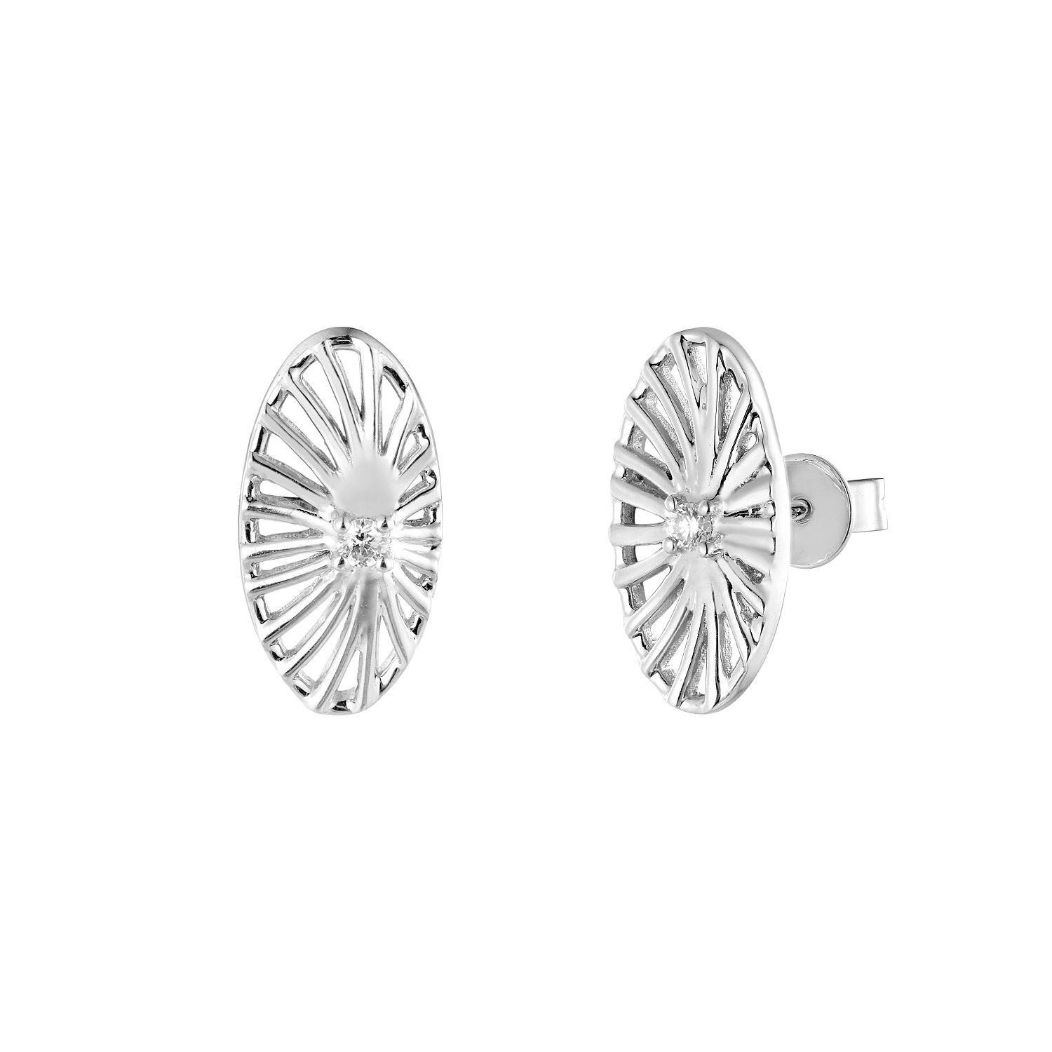 14K Yellow Gold Round Natural Diamond Stud Earrings MZ10288, Colour: White