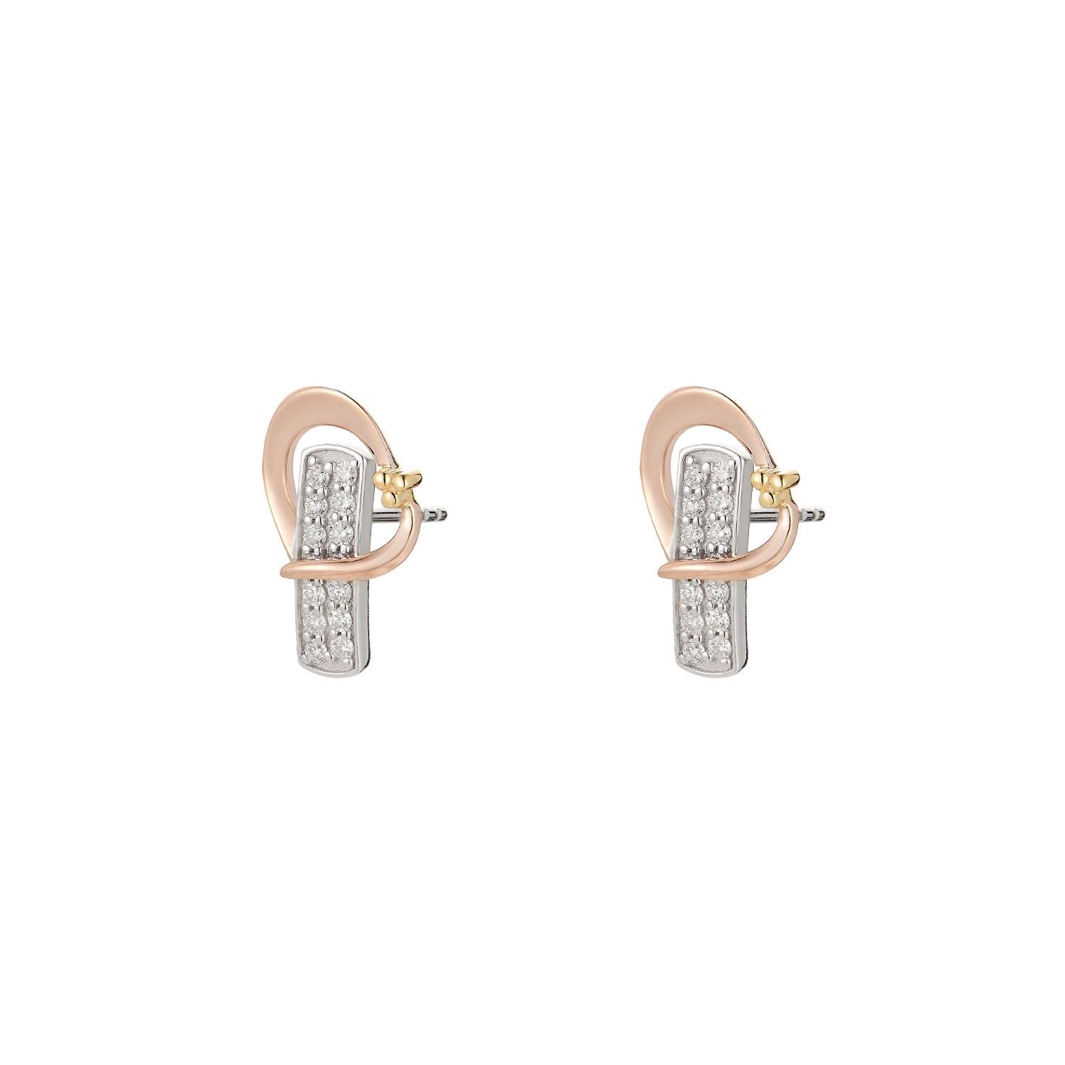 14K Three-color Gold Natural Diamond  Stud Earrings MZ10167