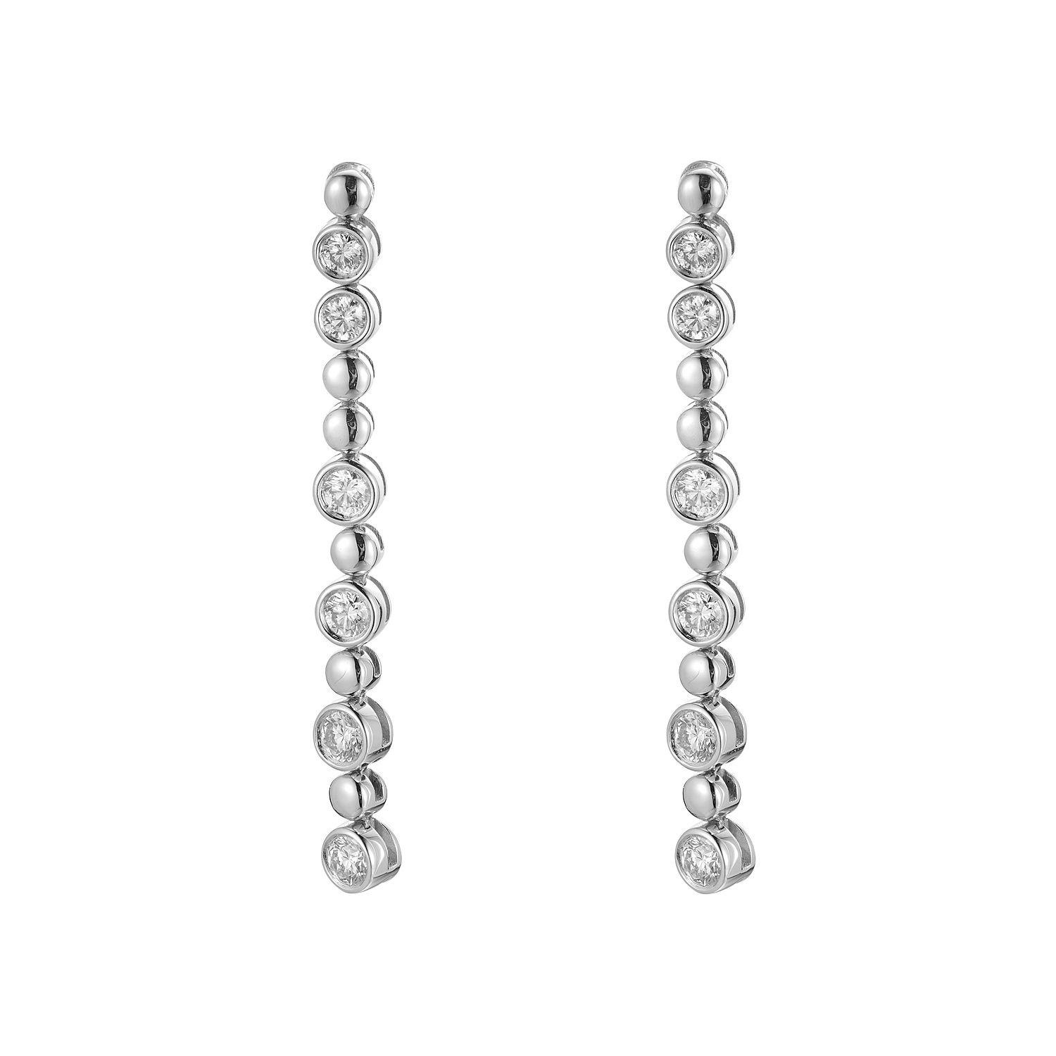14K White Gold Natural Diamond  Round Stud Earrings MZ9815