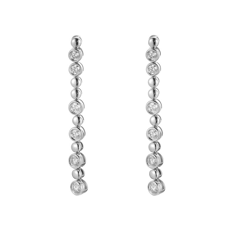 14K White Gold Natural Diamond  Round Stud Earrings MZ9815
