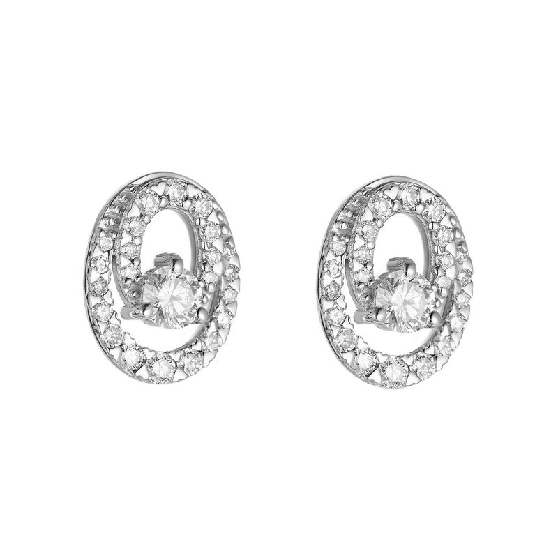 14K White Gold Round Natural Diamond  Stud Earrings MZ9796
