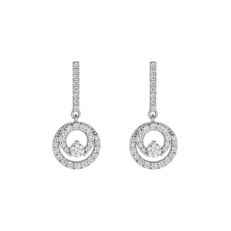 14K White Gold Round Natural Diamond  Stud Earrings MZ9801