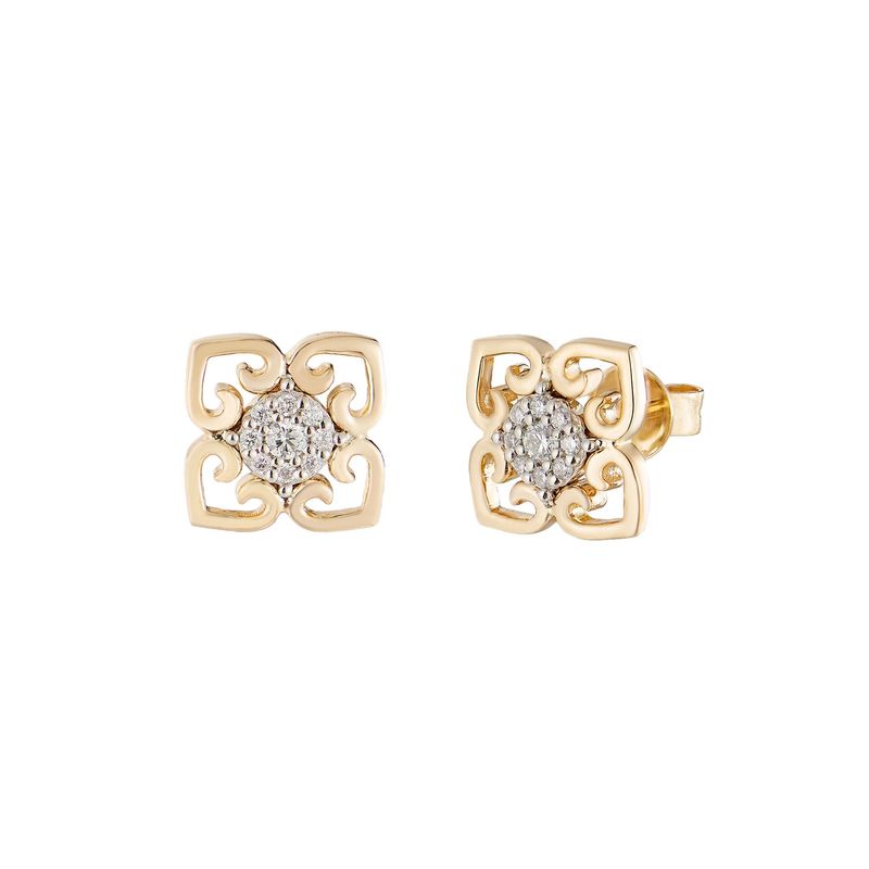 14K White Gold 14K Yellow Gold Natural Diamond  Stud Earrings MZ9874 Natural Diamond