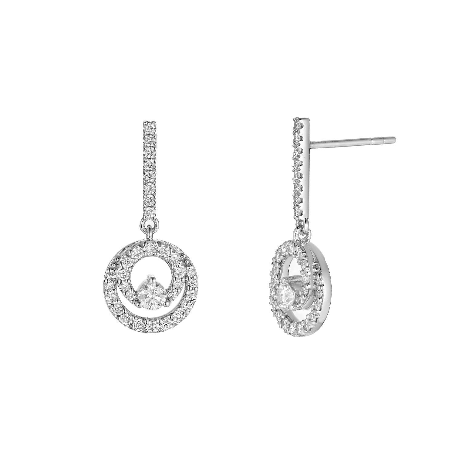 14K White Gold Round Natural Diamond  Stud Earrings MZ9801