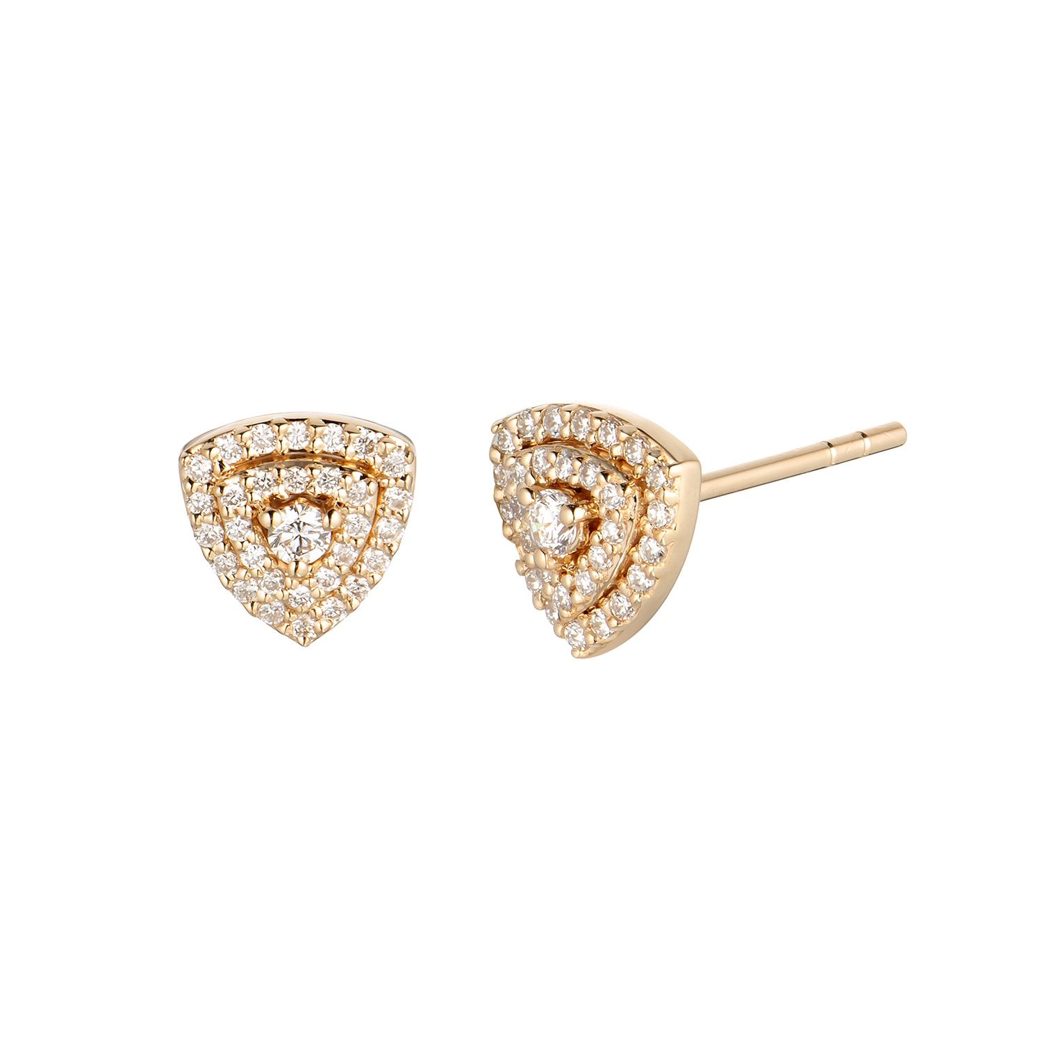 14K Yellow Gold Natural Diamond  Stud Earrings MZ9027