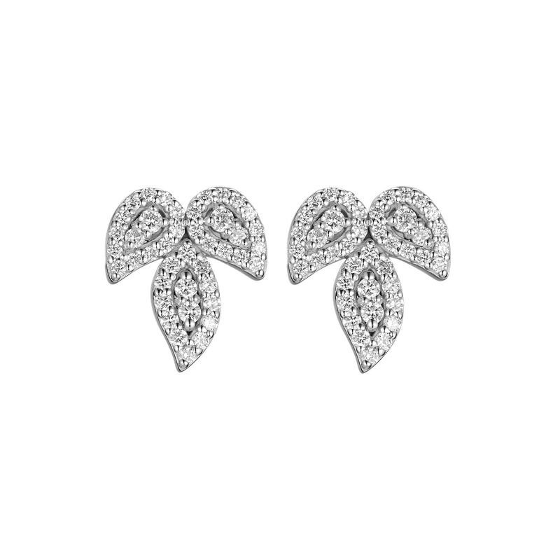 14K White Gold Natural Diamond  Round Stud Earrings MZ61722