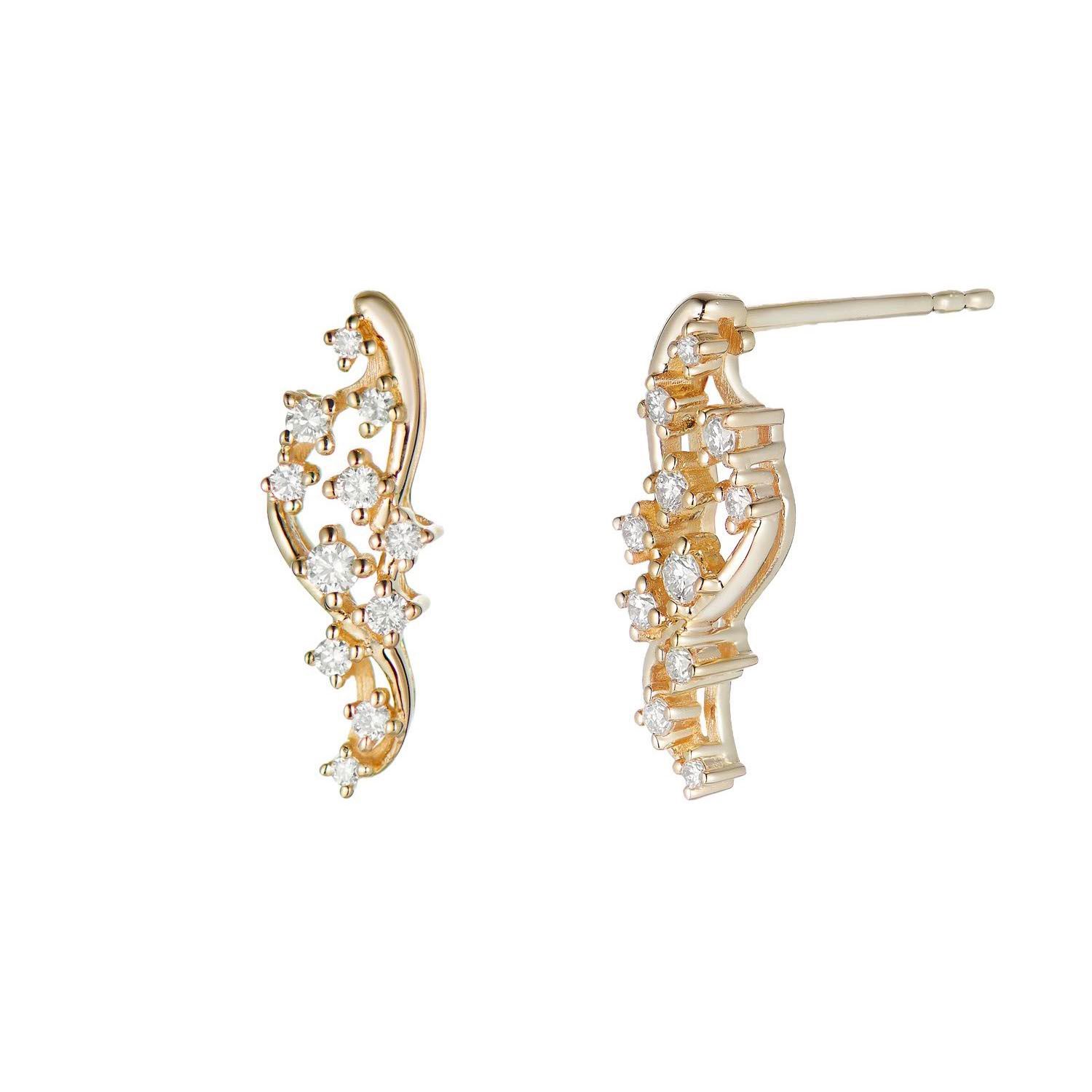 14K Yellow Gold Round Natural Diamond  Stud Earrings MZ71512