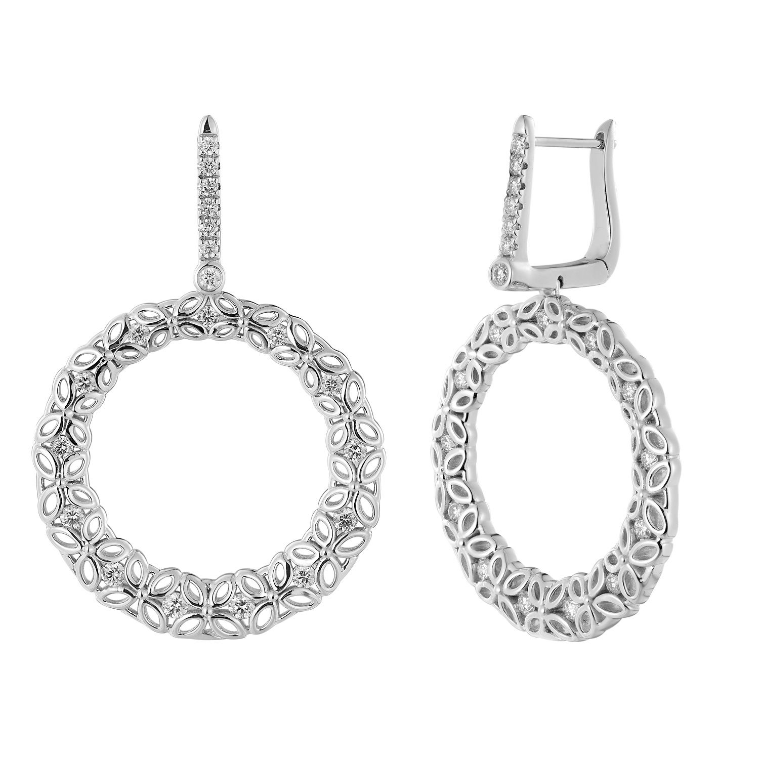 14K White Gold Natural Diamond  Round Stud Earrings MZ71550
