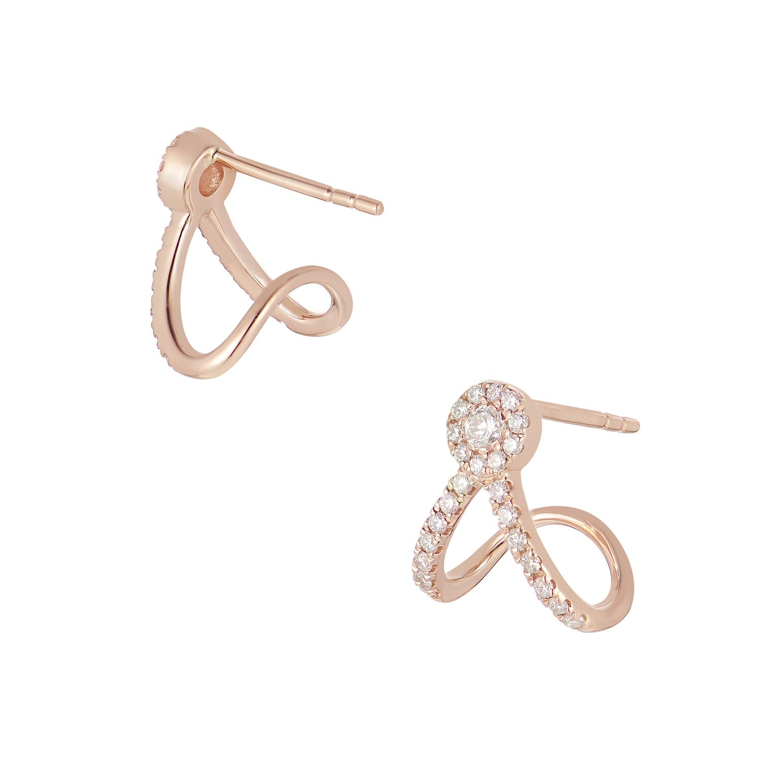 14K Rose Gold Round Natural Diamond  Earring Stud MZ61745