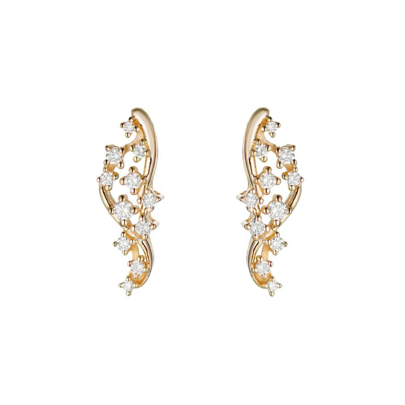14K Yellow Gold Round Natural Diamond  Stud Earrings MZ71512