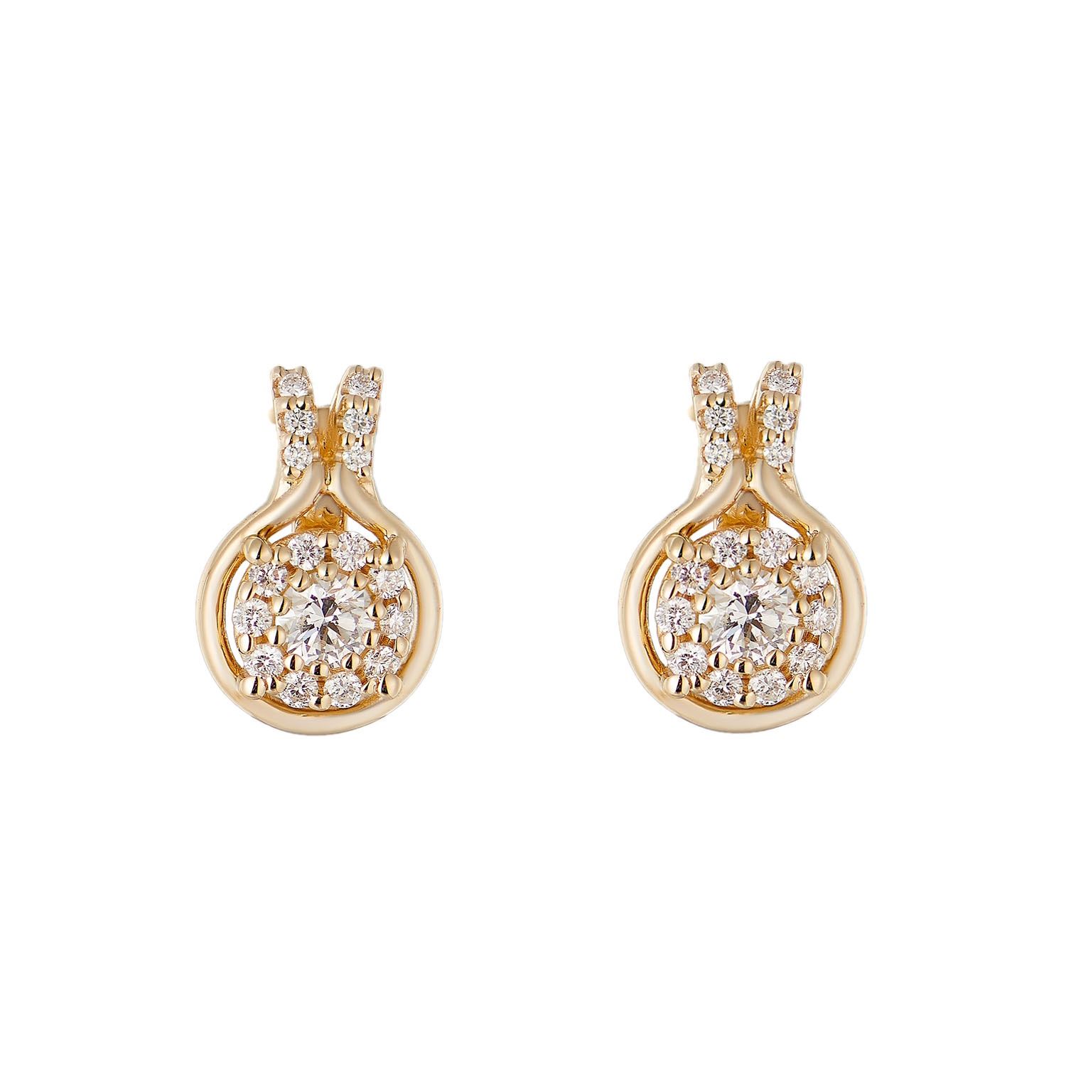 14K Yellow Gold Round Natural Diamond  Stud Earrings MZ71509