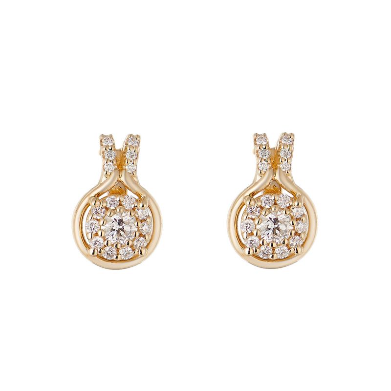 14K Yellow Gold Round Natural Diamond  Stud Earrings MZ71509